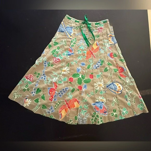 Vintage Herman Geist Midi Skirt Butterfly, Dragonfly & Floral Print 70’s Small-4 - Picture 6 of 16